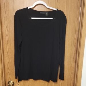 Tahari Elegant Black Long Sleeve Tee
